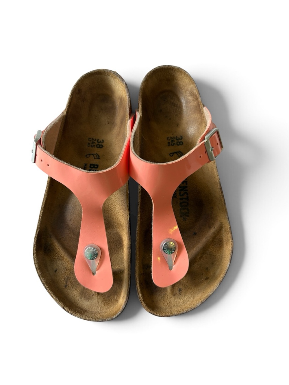 Birkenstock Gizeh Sandals Orange Patent Size 38 L7  US 7.5 / 8